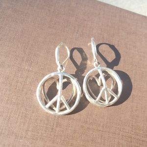 Boutique silver peace sign/heart earings